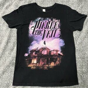 Black Graphic Tee with Purple and Pink Design